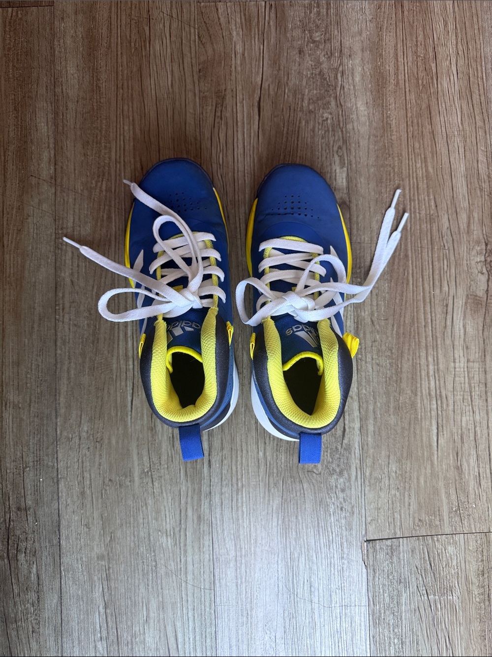 adidas Kids Blue and Yellow High-Top Sneakers